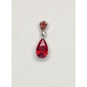 Lab-created Padparadscha Sapphire Pendant, Red, Sterling Silver